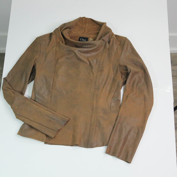 Dex Suede Draped Cowl Neck Lightweight Coat - Picture 6 of 15